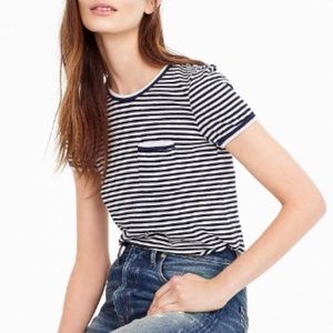 J.Crew Contrast Slub Stripe Ringer Tee - XS (NWT)